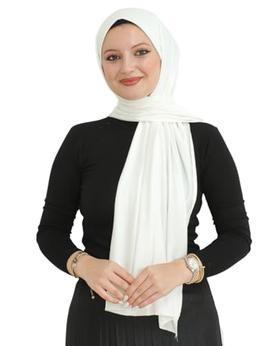 Prien Hijab for Women Viscose Scarf Lightweight Muslim Hijabs Long Shawl Islamic Scarves Turkey Silk Headscarf for Womens - color: Cream