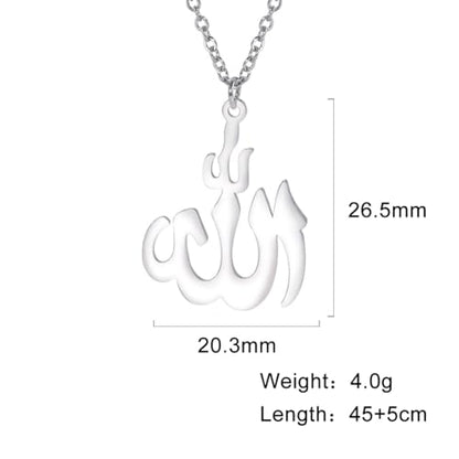 LIKGREAT Allah Necklace Stainless Steel Crescent Moon Allah Pendant Necklace Islamic Muslim Faith Jewelry for Eid Ramadan - style: s1