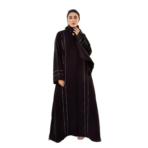 Elegant Modern Abaya for Women – Lightweight, Flowy, Soft and Perfect for Every Occasion - color: Hareer - Black, size: X-Small
