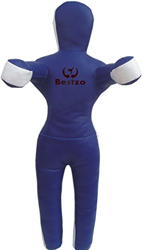 Bestzo MMA Jiu Jitsu Judo Punching Bag Brazilian Dummy Blue Standing Position -Unfilled - color: Synthetic Leather Blue, size: 48 inches (4 ft)