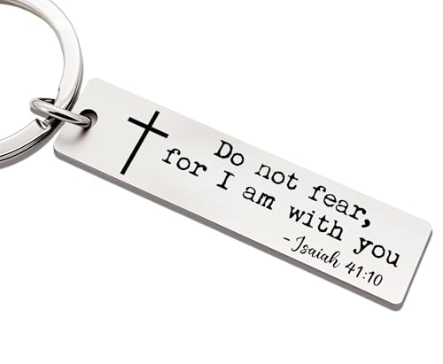 Do Not Fear for I am with You Keychain, Inspirational Bible Verse Keychain, Christian Keychain, Stainless Steel Scripture Keychain, Confirmation Baptism Gift, Christian Car Key Ring (Silver)