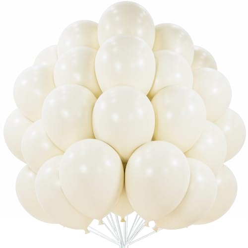 PartyWoo Beige Balloons 50 pcs 12 Inch Cream Ivory White Balloons for Wedding Baby Shower Birthday Bridal Shower Graduation Engagement Easter Anniversary Tea Boho Party Decorations White-Q08 - color: Beige-q08