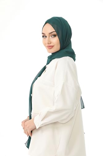 Instant Chiffon Hijab, Ready to wear hijab, modal wrap, Abaya, modern Instant Scarf, Soft breathable scarf - color: S12 Emerald