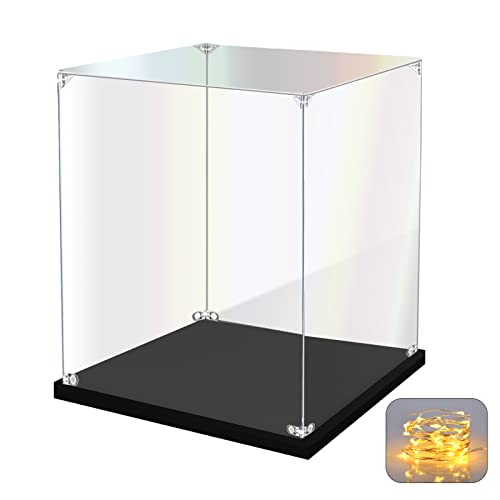 KOLIPI Acrylic Display Case for Collectibles, Clear Display Box 6x6x8 in | Plexiglass Box for Lego Figures Dolls Models, Dustproof Protection, Stable and Stackable, Assembly Required - size: 6x6x8 inches