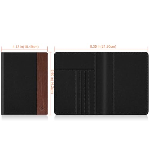 FINTIE Passport Holder, Slim Travel Wallet RFID Blocking Card Case Cover - color: Denim Black