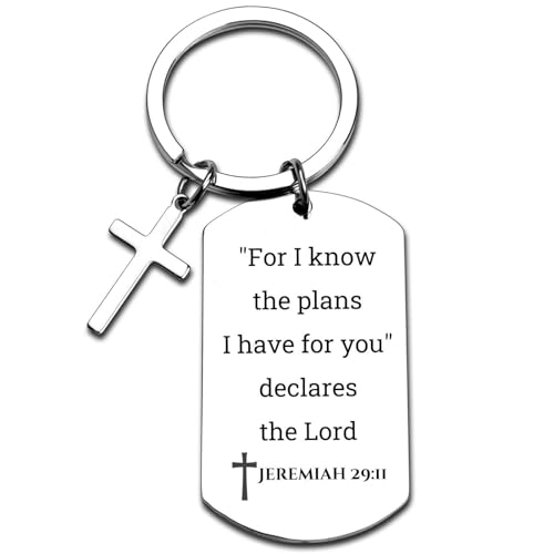 GiftYou Inspirational Scripture Metal Key Chains with Cross Pendant - Bible Verse Keychain Religious Gift for Christian - color: Jeremiah 29:11