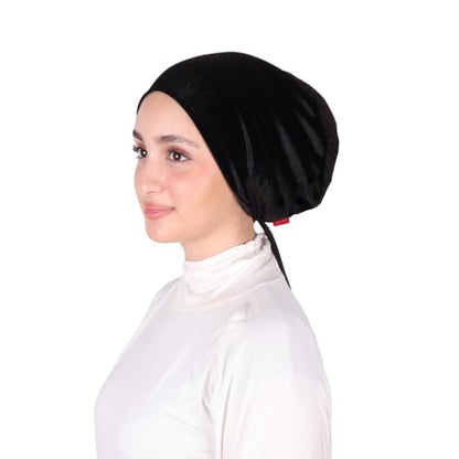 Mu Lan Song Handmade Velvet Cotton Shaper | Grip Hair Grip Scarf | Anti-Slip Non-Slip | Hijab Scarf Shawl Bun Volumizer - color: Black