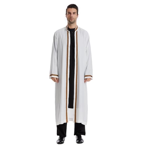 Qianliniuinc Thobe for Men Abaya Islamic Clothing - Muslim Kaftan Dubai Arabic Robe Loose Fit Casual Prayer Wear - color: White, size: XX-Large