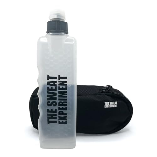 Handheld Running Water Bottle with Large Phone Holder – 12oz Grip-Free Hydration Flask with Pocket for Cards & Keys – Adjustable Strap for Walking, Running, Hiking