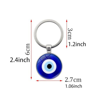 FORUBUS Evil Eye Keyring For Women Men Protection Amulet Keepsake, Turkish Eye Hamsa Hand Key Chains Bring Luck Jewelry - color: C Silver