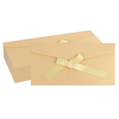 20 Pack Gift Card Envelopeswith Bow Tie Closure 8.66 x 4.33 Inch - color: Champagne Gold