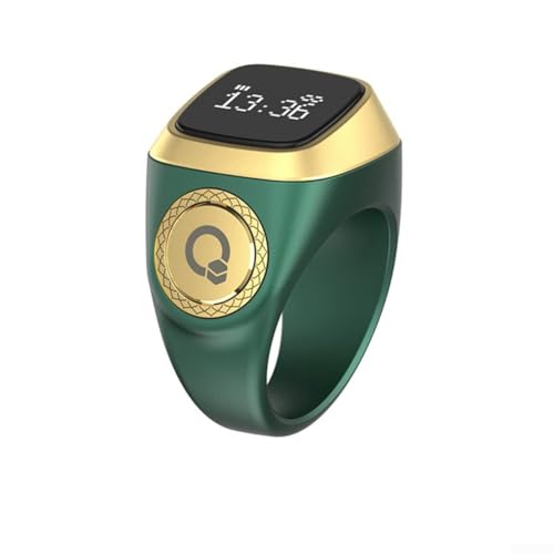 IQibla Smart for Zikr Ring with Digital Counter, Vibration Reminder, for OLED Display, 40mAh for battery and Prayer Time Alerts for Muslims, Black(18mm green) - size: 18mm green