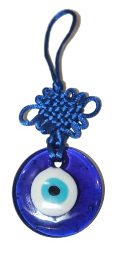 IS4A Talisman - Single Glass Evil Eye Protection - Good Luck Charm, Home, Office, Car Decoration, Blessing Ornament, Reflects Negative Energy (5 Inch) - size: 5 Inch