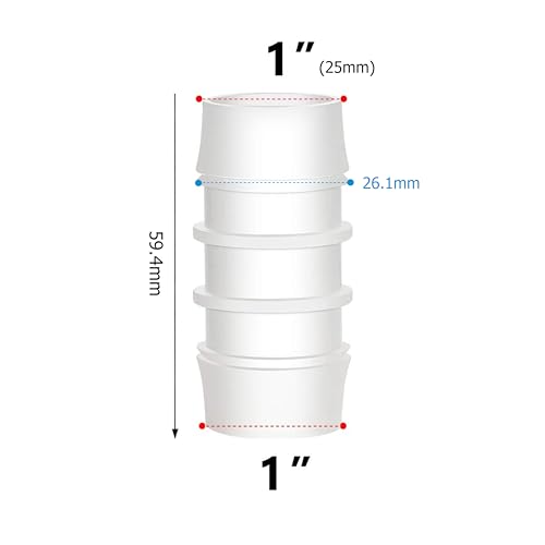 Quickun Plastic Hose Barb Fitting, 1" x 1" Barbed Splicer Mender Joint Adapter Union Fitting (Pack of 5) - size: 1 Inch
