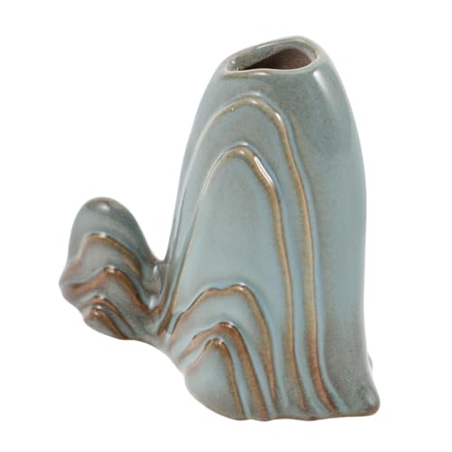 VICASKY Mini Ceramic Mountain Ornament Multifunctional Zen Garden Decor Fish Tank Decoration Calligraphy Brush Holder Versatile Desktop Accessory for Home Office