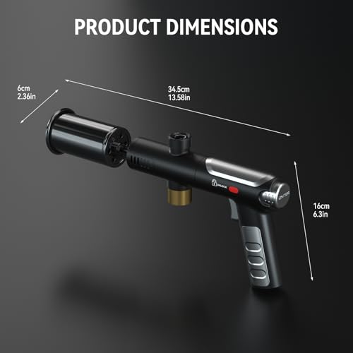 Propane Torch Gun with One-Touch Max Fire, Powerful Handheld Cooking Blow Torch with a Safety Lock for Sous Vide Searing Steak, Grill, Charcoal Starter, Campfire, Weeding, Tank Not Included (Black) - color: Black