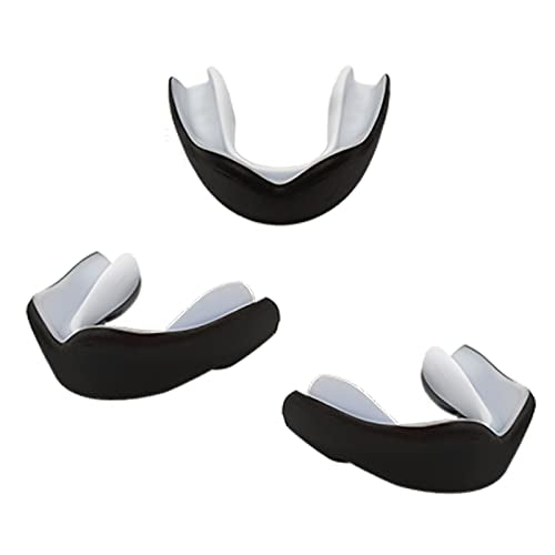 3 Pack Kids Youth Mouth Guard Football Sports Braces Mouthguards for Mouthpiece Boys Teeth for MMA Boxing Rugby Kickboxing Taekwondo Softball Lacrosse to Braces EVA (Black) - color: Black