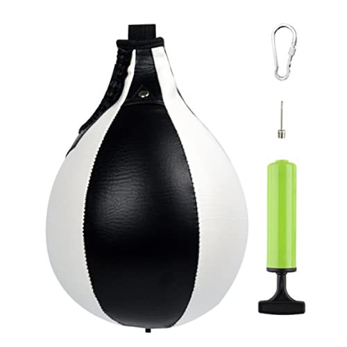 Speed Training Ball Boxing Pear Shape PU Speed Ball Pear Training Speedball Swivel Punch Bag Hanging Swivel Punch Ball for Boxing Punching Exercise(Black,White)