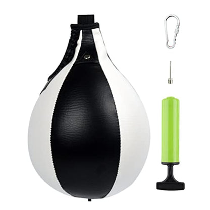 Speed Training Ball Boxing Pear Shape PU Speed Ball Pear Training Speedball Swivel Punch Bag Hanging Swivel Punch Ball for Boxing Punching Exercise(Black,White)