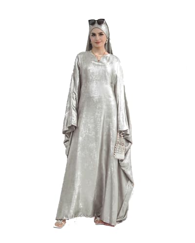 Qianliniuinc Women Muslim Full Cover Long Dress - Loose Hooded Dress Abaya Prayer Robe Islamic Clothes One-Size - color: White