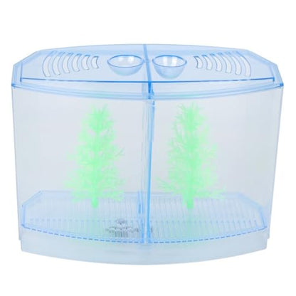 Mini Fish Breeding Box Acrylic Isolation Tank with Dirt Groove for Aquarium Fish Observation and Protection (Double) - size: Double