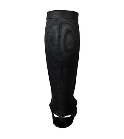 Combat Corner Slip On Elastic Muay Thai Shin Guards – Kickboxing, MMA Sparring and Training Protective Instep Shin Pads - size: Adult L/XL