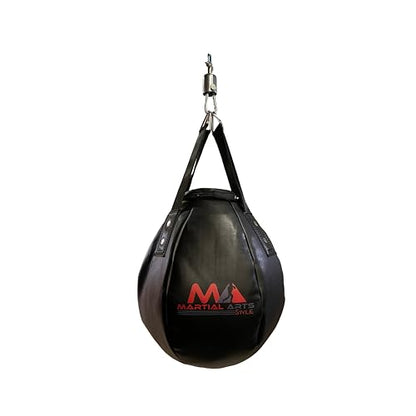 Wrecking Ball Punching Bag, Professional Boxing Teardrop Body Snatcher Bag for Training MMA Kickboxing Muay Thai, Round Shaped Heavy Bag (Unfilled)
