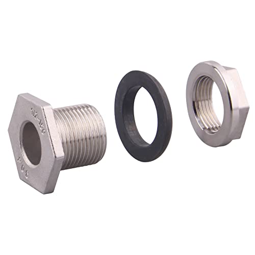 DERNORD 3/4” Female Bulkhead Water Tank Connector Stainless Steel Bulkhead Fittings - size: 3/4 Inch, style: Pack of 1