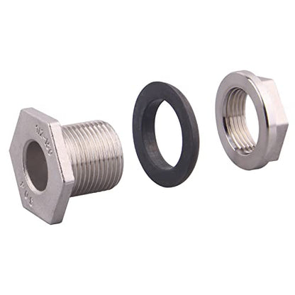 DERNORD 3/4” Female Bulkhead Water Tank Connector Stainless Steel Bulkhead Fittings - size: 3/4 Inch, style: Pack of 1