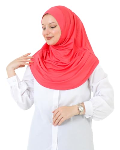 Prien Plain Ready To Wear Hijab for Women, Muslim Instant Turbans, Soft Jersey Scarf, Islamic Clothes, Long Hijabs, Abaya - color: Brink Pink