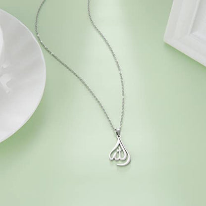 VASSAGO Allah Necklace for Women Stainless Steel Islamic Muslim Pendant Islam Eid Gift Religious Charm Jewelry - color: silver allah necklace