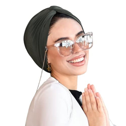 para life Knot Turbans for Women, Breathable Instant Turban|Standard Size Cotton|Pre-tied Scarf, Hijab Cap&Undercap - color: Khaki
