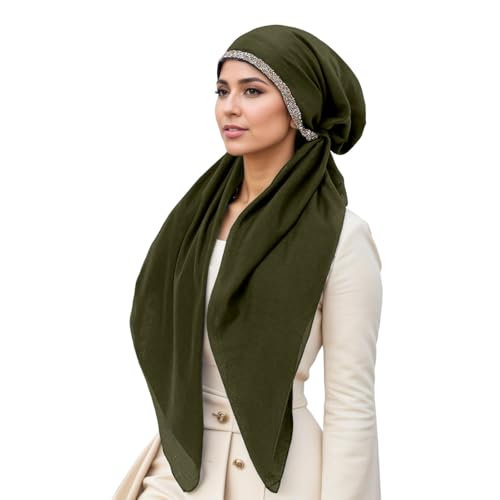 Instant Hijab for Women: Hijab Scarf, Hijabs for Women Muslim, Muslim Head Scarf, Easy Slip on - color: Army Green