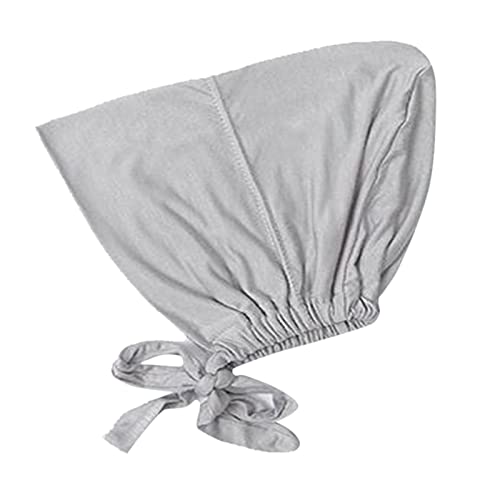 Chiffon Hijab with Undercap Fashion Solid Color Chiffon Head Wraps Under Scarf Caps Muslim Fashion Bandage - color: Grey