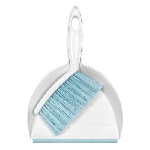 Mini Broom and Dustpan Set Small Dust pan & Brush Set Portable Cleaning Tools for Home Office RV Camping Learning (Blue) - color: Blue