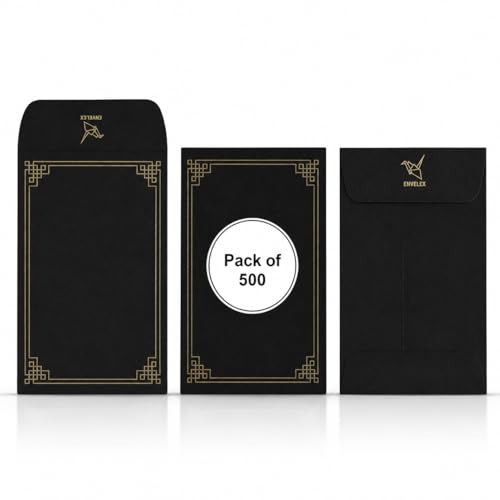 500 Pack #1 Black Small Coin Envelopes, 2¼"x3½" Paper - color: Black, size: Pack - 500, style: Coin Envelope