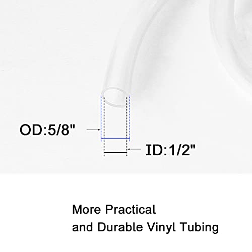 Eoiips PVC Vinyl Tubing, 1/2" ID x 5/8" OD Plastic Industrial Grade Lightweight Clear Hybrid PVC Hose Tube BPA Free Air Hose Line, 25FT - size: 1/2" ID, style: 25FT