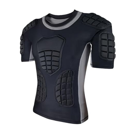 Topeter Men’s Padded Football Shirt with Chest, Rib, Back, Shoulder Pads, Impact Protection Shirts for Rugby, Baseball - size: Medium, style: Gray