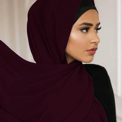 Hijab Scarf for Women Soft Cotton Muslim Jersey Hijab Head Wrap Scarves Fashion Long Scarf Shawls - color: Coffee