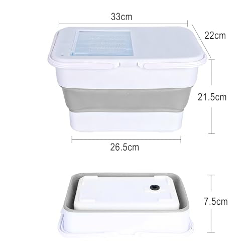 Collapsible Bucket,13 L Foldable Fish Bucket with Lockable Lid,Multifunctional Container for Live Fishing Lure,Collapsible Washing up Bowlfor Home & Car (Grey) - color: Gray