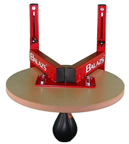 Balazs i-Box Speed Bag Platform - Heavy Duty Commercial Steel, Made in USA | Commercial Grade 11-Gauge Steel, 12" Adjustable Wall Mount, Pro Level III Swivel, 24" Drum, Made in USA - color: Red