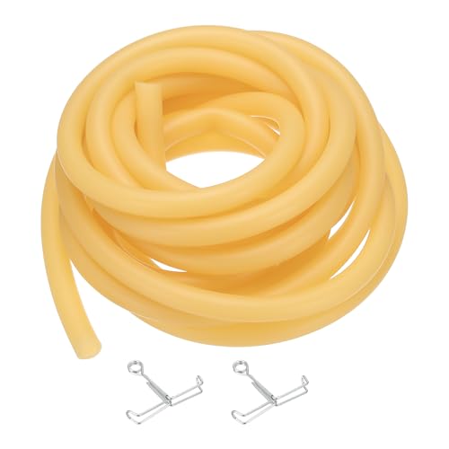 PATIKIL Rubber Tubing, 10mmx14mmx5m Tubing Tube with Hose Clamps, Soft Hose Line Pipe for Multipurpose Industrial Aquarium, Yellow - size: 10mmx14mmx5m