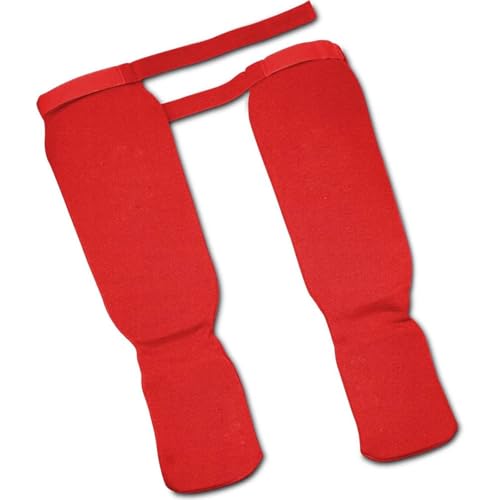 Shin Instep Guards Padded Protection Elastic Shin Guards Lightweight Impact-Absorbing Gear for Fighters, Training, Sparring - size: Small, style: Red
