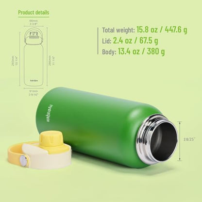 32 oz Insulated Water Bottle Grass Green Stainless Steel Flask | Keep Cold 24 Hours Hot 12 Hours - Leakproof Twist Spout Lid & Flex Handle - No Straw Metal Water Bottle for Sports & Trail - color: Sunshine Sprout