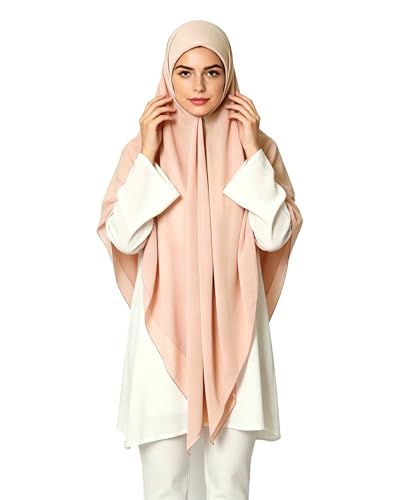 Lina & Lily Premium Chiffon Hijab Head Scarf Shawl Wrap for Muslim Women Square 58'' x 58'' - color: Peach