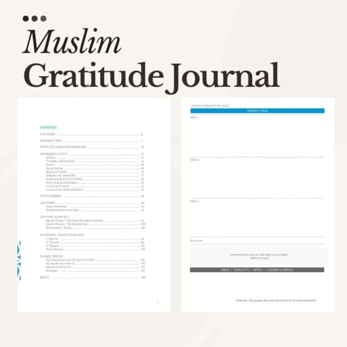 Islamic Gratitude Journal, Daily Prayer Tracker and Planner with Duas for Hardships, Faith and Gratitude - Islamic Gift for Women and Girls, Gift ideas for Muslims