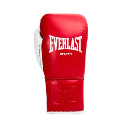 Everlast Powerlock OG Pro Boxing Gloves | Lace Up Fight Gloves - color: Red/White, size: 10oz