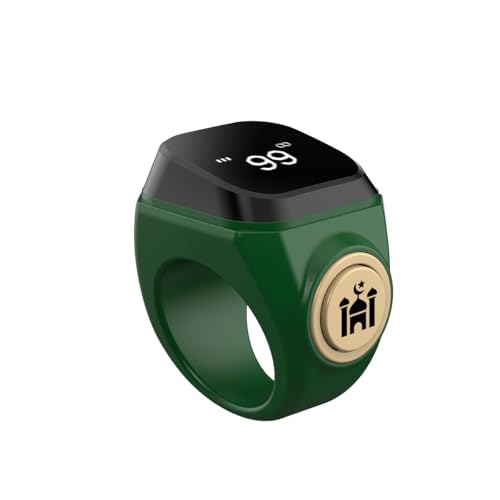 Smart Tasbih Zikr Ring,22mm(13) Muslim Digital Azan Alarm Clock,APP Support Digital Counter Prayer Reminder Rings, Waterproof 4 Digit Finger Counter zikr Ring for Muslims(Green) - color: Green, size: 22mm