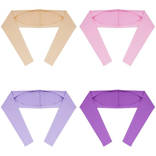 Yookat 4 Pieces Cooling Shawl Golf Cooling Shawl Arm Sleeve Sun Protection Golf Shrug for Women Men Outdoor Sports - color: Pink, Dark Purple, Purple, Nude