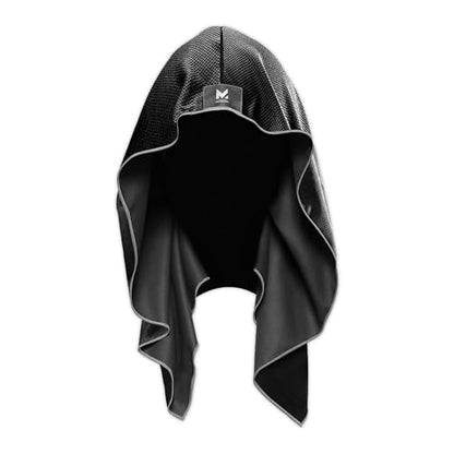 MISSION Cooling Hoodie Towel, Evaporative Cool Technology, Cools Instantly When Wet, UPF 50 Sun Protection, Contours Your Head to Stay in Place, Great for Sports, Fitness, Gym - color: Black